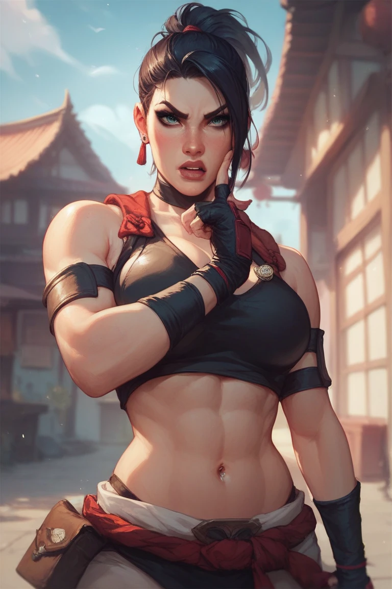 (butt), (sexy girl), masterpiece:1.5, best quality, full body, 1girl, bangs, blush, breasts, collarbones, ear piercings, eyebrows visible through hair, (gradient white hair), jewelry, looking at the viewer, piercings, (half-naked), (red underwear), short string tank top, (panties), bright eyes, ring, (solo), illustration, fashionable, woman, posing, detailed background, sexy expression, attention-grabbing scene, focus, dynamic pose, thick thighs, abs, sweaty abs, sexy thighs, thin waist, sexy grin, sexy glare, cinematic lighting, city scape, city background, outside, outdoors, rooftop:1.5, backshots:1.7, back camera,