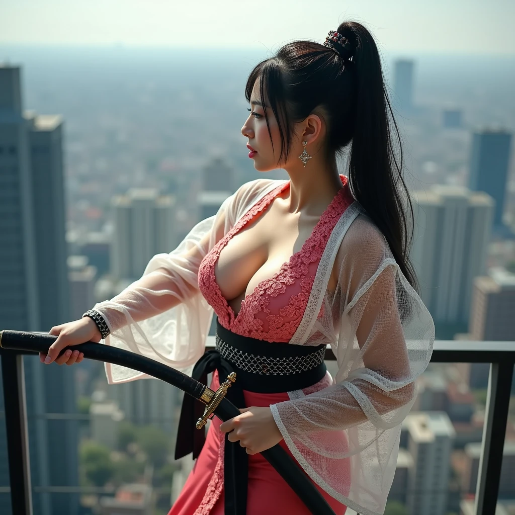 sexy beautiful woman in a corset, Ancient Chinese scenery, mountains, rivers, auspicious clouds, sunshine, masterpieces, super detail, epic composition, ultra HD, high quality, extremely detailed, official art, unified 8k wallpaper, Super detail, 32k -- v 6