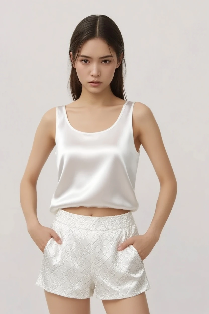 Women&#39;s square sleeveless top, that covers the chest with Italian silk fabric in draping to use it formally 
