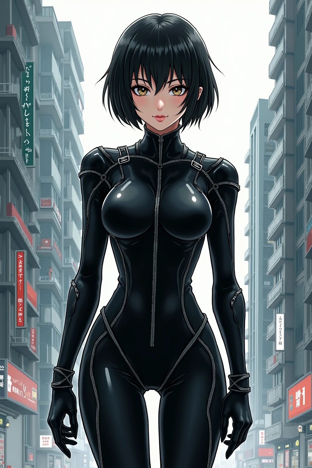 Catwoman、woman、22 years old、woman体型、profile、Moderate bust、Upper Body、blonde、Mechanical Suit、Highest quality、Masterpiece、scenery、City、rain。
