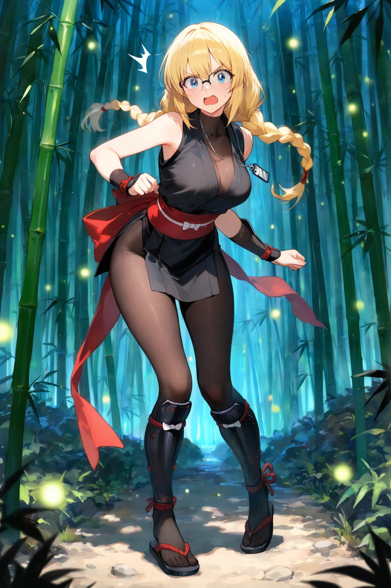 anime, female, ninja, bamboo forest 