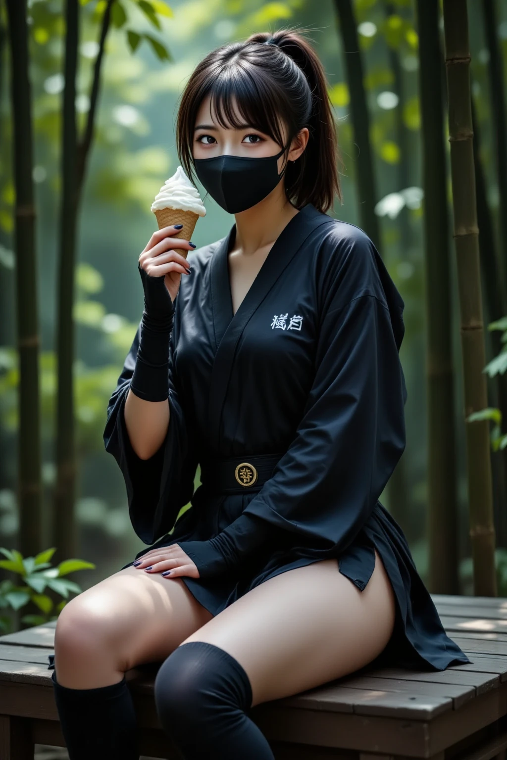 (was:1.3、((A female ninja standing in a fighting position with a weapon in the forest:1.5)、With background)、(Female ninja with a sword:1.5))、(Realistic、Like a photograph、Live Action、8k, Realistic, RAW Photos, Best image quality: 1.4), Single-lens reflex camera、RAW Photos, Highest quality, Realistic, Highly detailed CG Unity 8k wallpaper, Written boundary depth, Cinematic Light, Lens flare, Ray Tracing, Realistic background、(kunoichi:1.4、wearing a white floral kimono:1.5、A string passes through the chest)、Grey Hair、short hair、Short Ponytail、((Ultra-Dense Skin))、 1 girl,Cute Kunoichi、(whole body:1.5)、I like that style、Pay attention to the details、Perfect outfit、(White skin)、Accurate Arm、Accurate feet、Beautiful legs、Precise thighs、Anatomically correct body、View from above