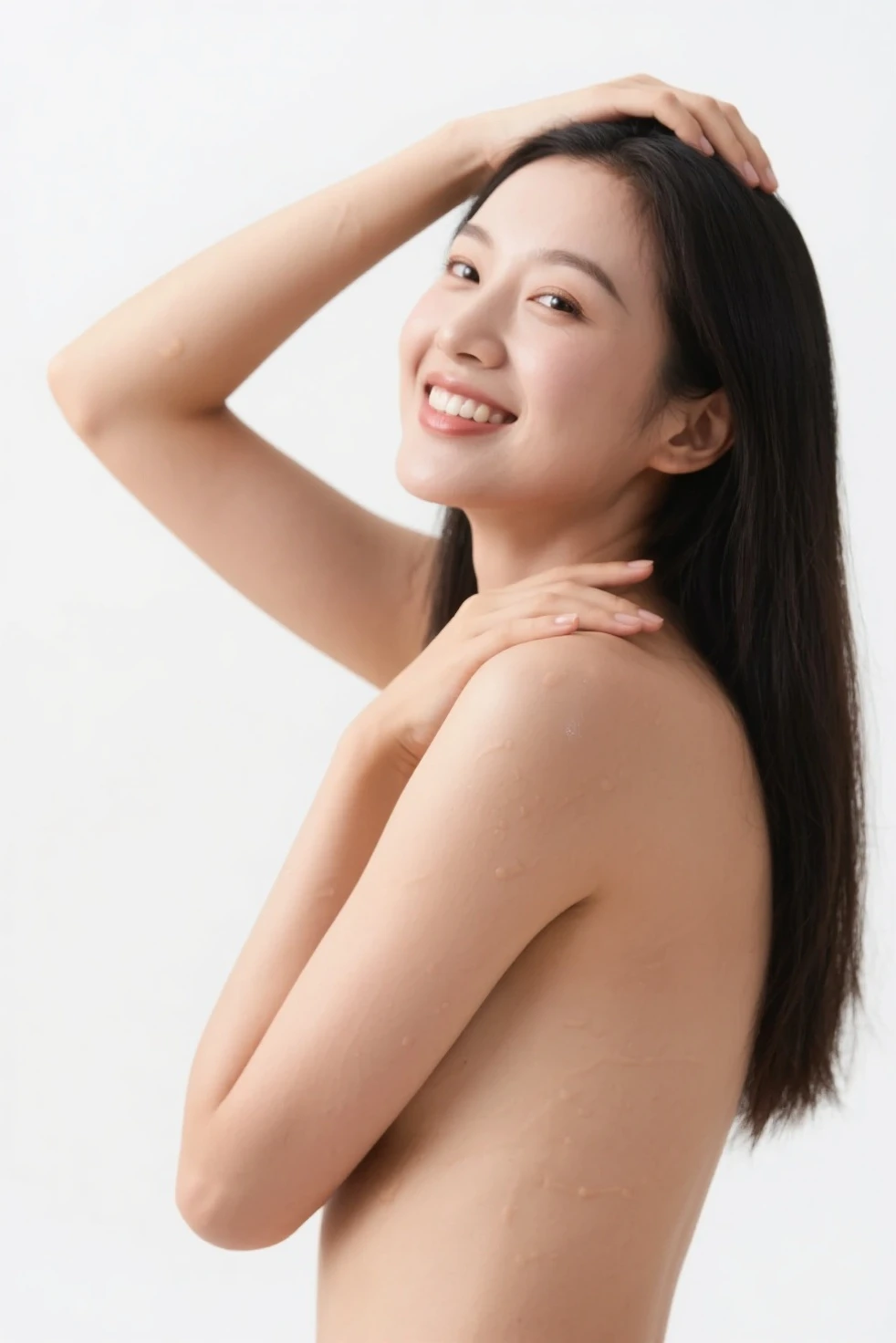 Best quality, gorgeous , white body, 10 years old, naked , Full body , Smiling lips, super detailed.