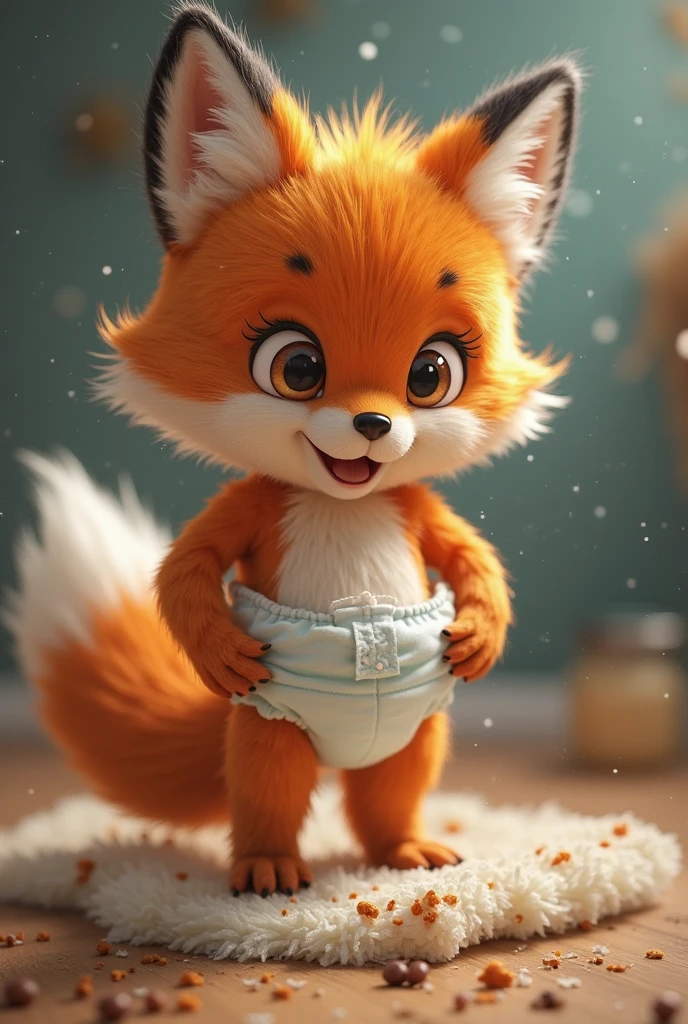 Furry werefox wetting a diaper 