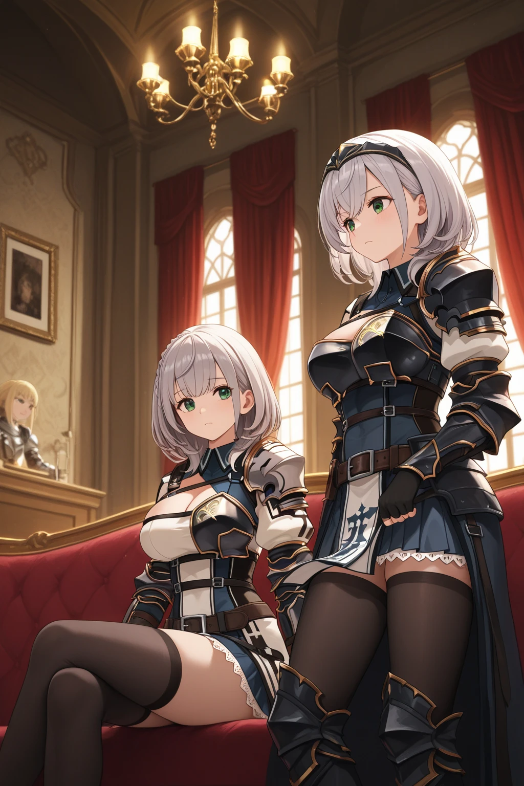 ecchi anime style, ecchi style, azur lane style, visual novel key visual, anime girls in underwear posing for a picture, ecchi anime style, hololive, ecchi, in clothes! highly detailed, visual novel cg, high school girls, upskirt, panty, anime maids riding early tanks