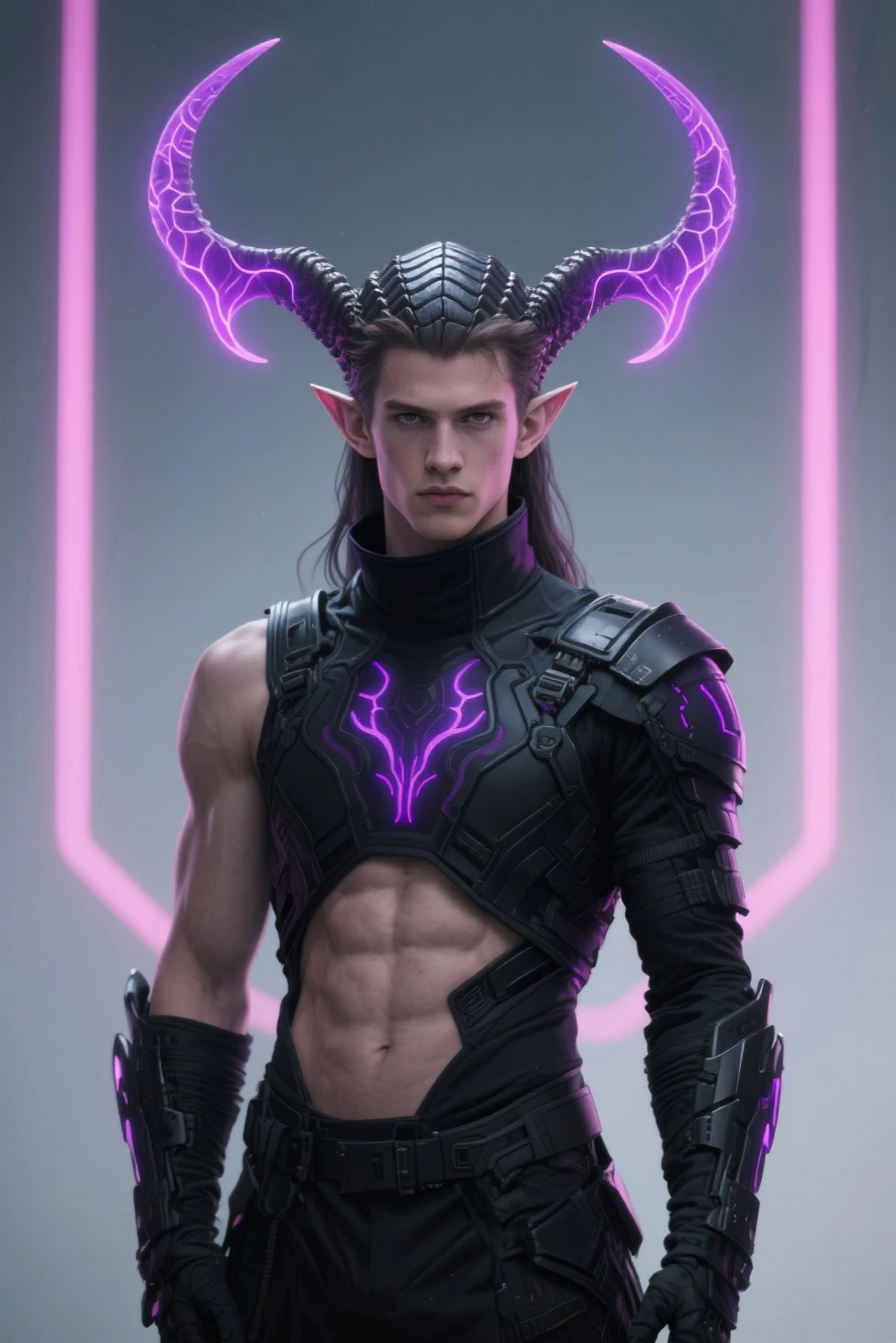 Man with futuristic horns and shape