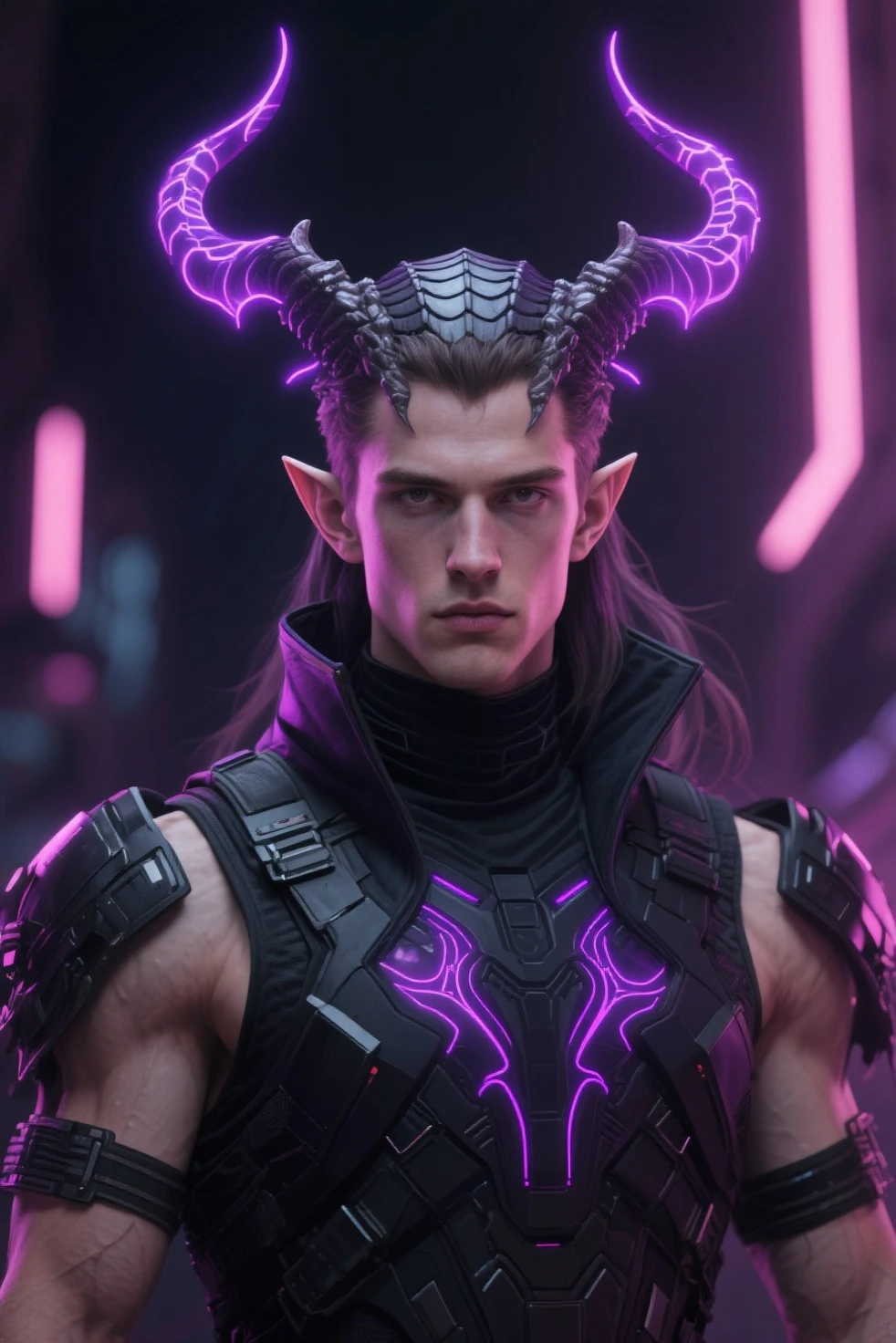 Portrait, Zombie Loki from Marvel, biomechanical, complex robot, full growth, hyper-realistic, insane small details, extremely clean lines, cyberpunk aesthetic, masterpiece unveiled at Zbrush Central, gothic brutalist cathedral, cyberpunk, award-winning photo, bokeh, neon lights, cybernetic limb