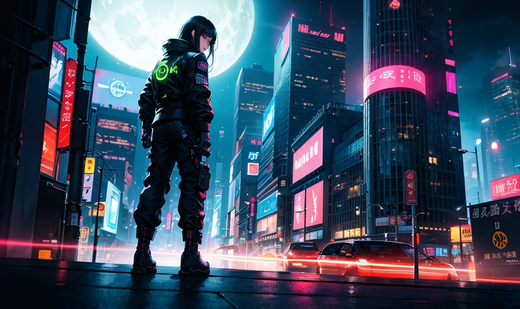 Futuristic cityscapes with colorful all-glass outlined towering skyscrapers with lightning, flying vehicle. High-resolution OLED GUI interfaces in the building, The windows are filled with data visualization infographics that show it all, Egyptian fantasy arts, Egyptian statue, (Egyptian hieroglyphics). Colors are saturated and vibrant. At night, (1girl, solo, alone), photorealistic, large- slim:0.6 body, oval:0.5 face, :1.1, very low angle view of pleated , deep-v, (), glove, (Matrix style black micro sunglasses), (aiming viewer with a short gun), dynamic running pose, (half-body thigh level close-up shot), cinematic lighting, ray tracing, motion blur background.