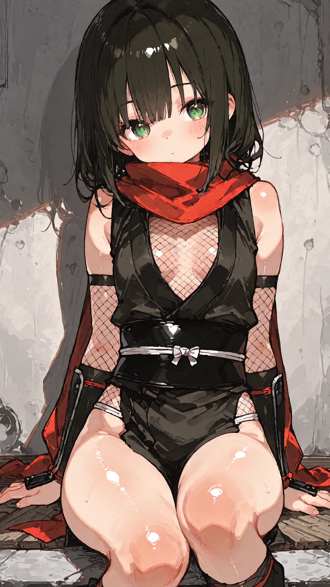 Black Leotard　huge tit　Big ass　seductiv　a smile　Obscene lines　Whip thighs　succubus　Red lines all over the body