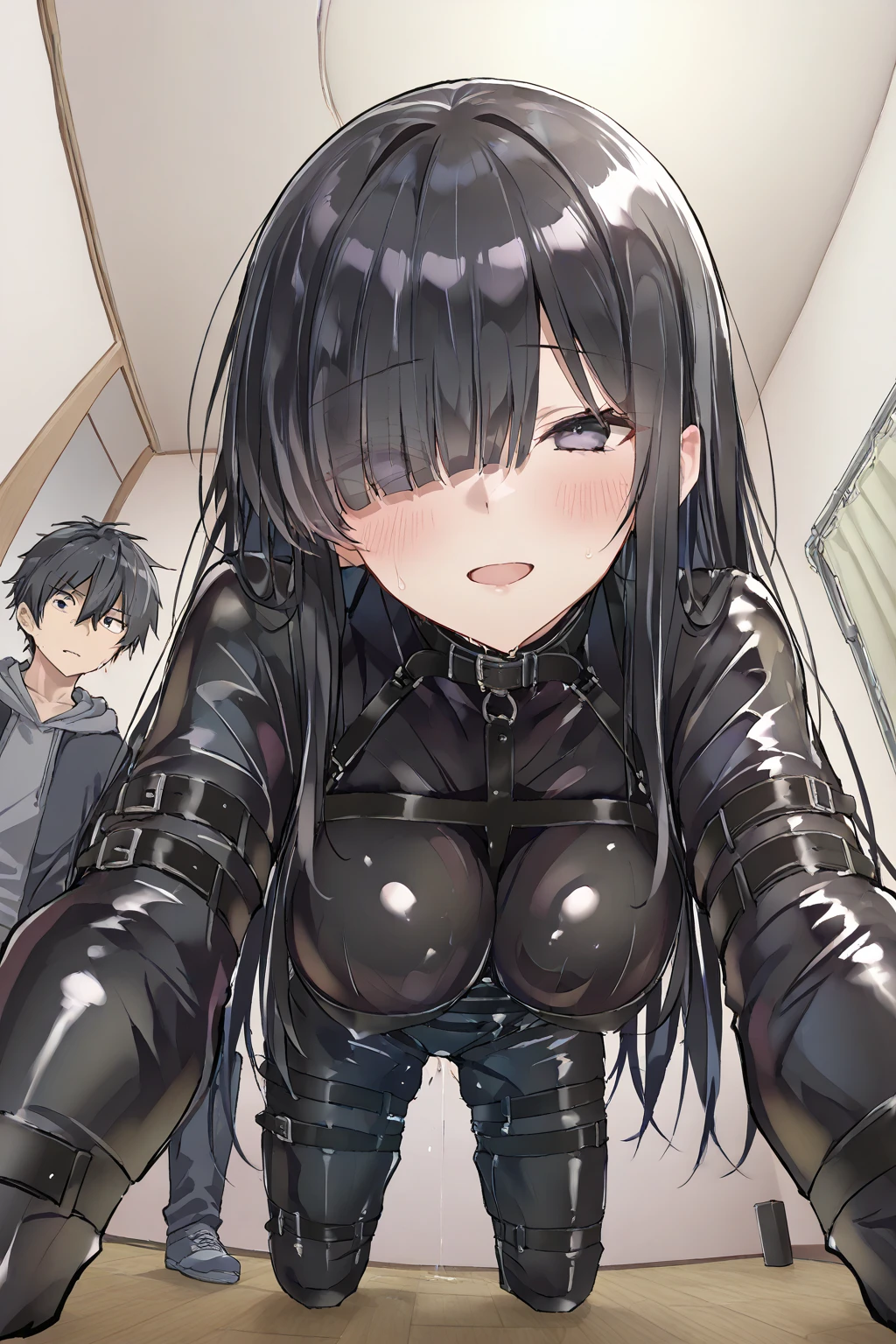 NSFW,(super fine illustration,8k cg wallpaper,highest quality,very detailed,ultra high resolution,best aesthetics,anime colored),(cowboy shot,From front),IdolMaster,((rin sibuya)), (16yo, beautiful girl), (beautiful dark green eyes),((((beautiful black hair)))) ((long straight hair)),(wet hair), (shiny hair), (beautiful pale orange skin),(shiny skin),(wet skin),((cycling clothes:1.5)),(open clothes:1.3),(slender),(small breasts), ((pubic hair:1.3)),(bsp, pussy juice dripping,pussy, pussy slip,no makeup, sweaty body),(no bra),(no panty), ((spread legs)),(((spread pussy:1.3))),((steam)),(scatter sweat),(one eye closed), (out tongue),(open mouths),(evil smile),(Nice touch),((turn your arms behind your back)),(Bukkake, cum on body:1.9),(Bukkake, cum on face:1.3),((Bukkake, cum in hair:1.3), (((multiple boys, peeing on a girl, facial, cum on mouth, cum on body, multiple penises, , gangbang, penis on head, holding penis))),ecstasy torogao, saliva trail, nose blush,pleasure vaginal penis,cleavage of the breast,bicycle,loadside,