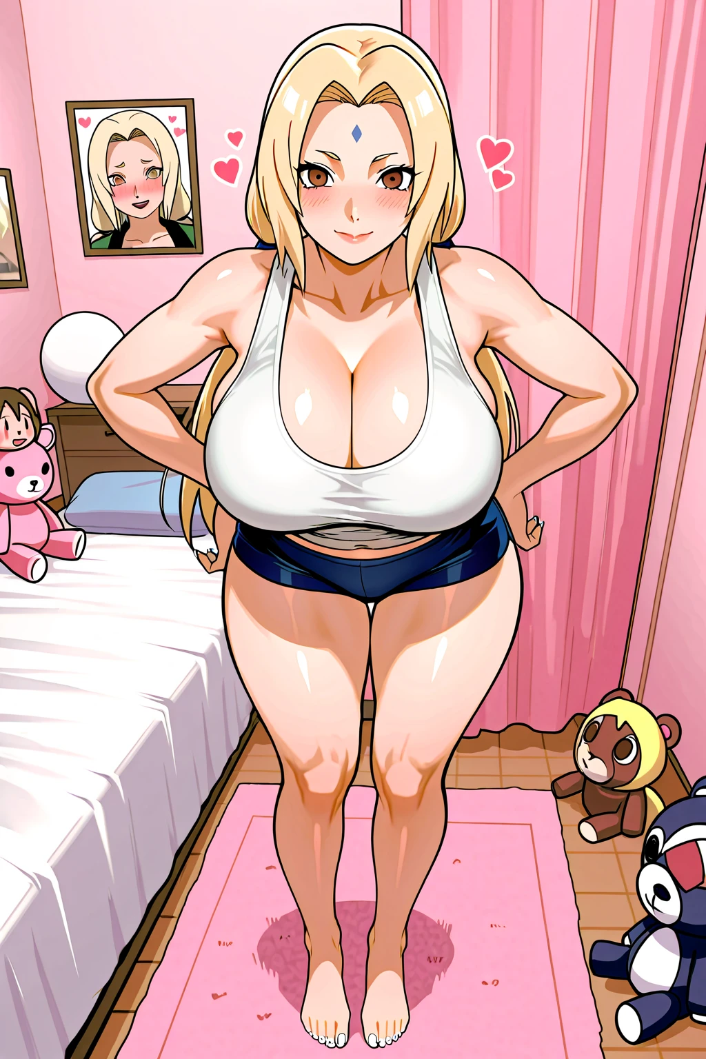 highest quality, 8k, 32k, masterpiece, Ultra-high resolution:1.3),1 photo,(Lucy Heartfilia:1.5),(Huge :1.4), Abdominal muscles, Perfect body, (Blue tight bikini:1.2), ((Super big cleavage)),Huge乳首,(Focus on the whole body:1.5),Thick thighs,Thin body,Sexy pose,Squat,Fisheye Lens,(close:1.2),((Super big breasts)),super super saggy breasts,Erect nipples visible even through clothes,