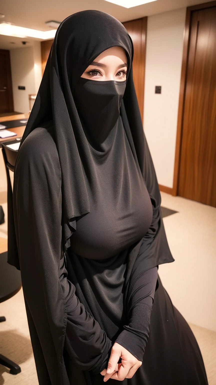 (Faceless enclosed)+++ (hermit beggar)+++ woman with (very long hair) and (huge breasts)+++ (under a leather burqa)+++ (hidden face under zentai)+++ (unseen eyes)+++ (all-enclosed body)+++ (gloved hands)+++
