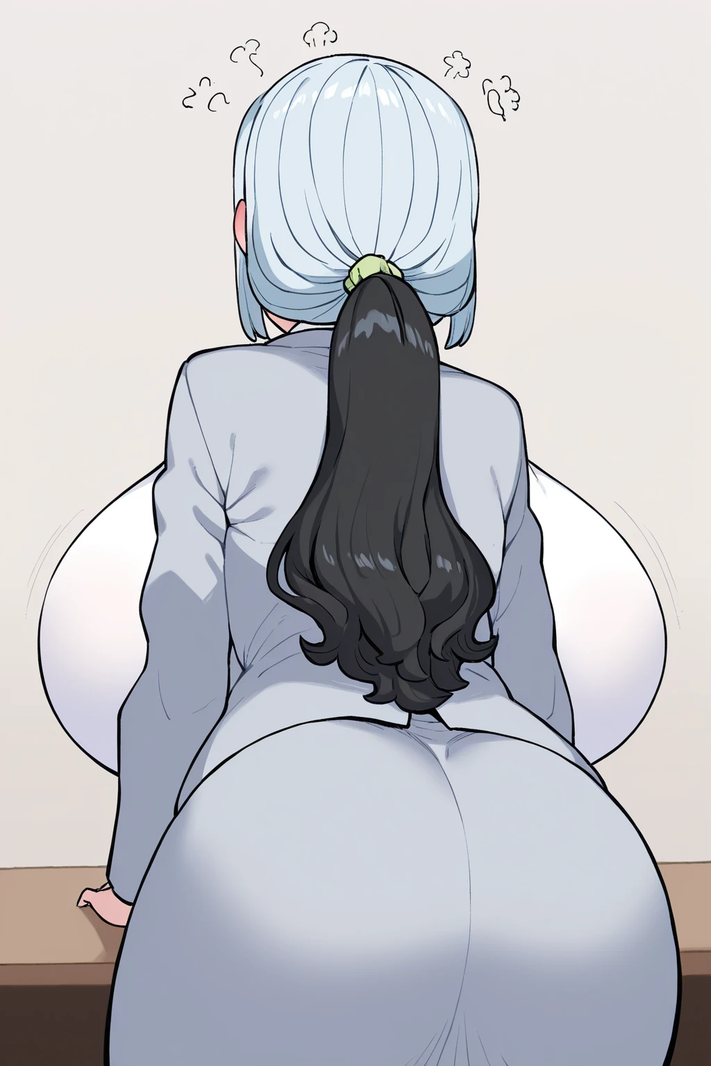 Naruto characters, girl's legs spread in V position, futanari holding girl's legs up, spreading legs while penetrating girl from behind/beneath, big breasted futanari, viewer from side perspective, large breasts, huge breasts, huge penis,