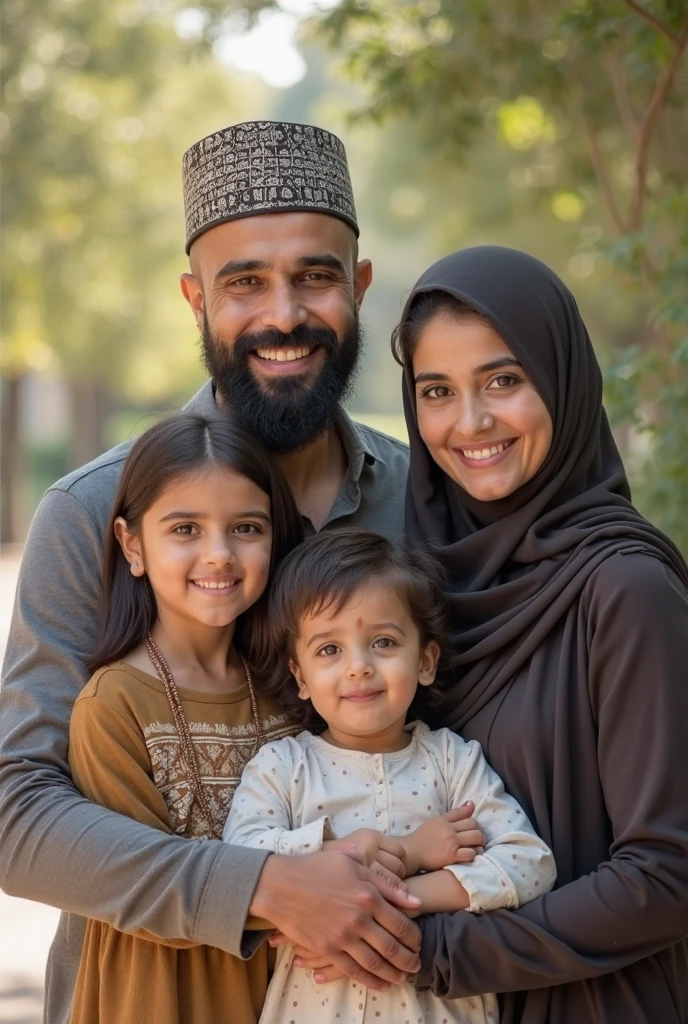 A Muslim family One Father, One mother, one eldwer son, one younger son