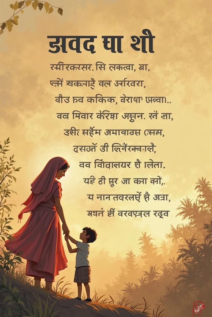Village poor family sleeping in floor in dirty house with hindi life quote in middle
