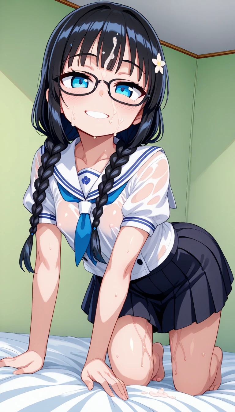 Katara doggy style, nude, katara masterpiece, best quality, 1girl, nude, plaid skirt, classroom, katara, doggystyle, toned, dark skin, braid, jewelry, topless, small breasts, looking at viewer innocently, white thigh high socks, white high heels, sunshine, thigh high socks, doggystyle hentai comic, NSFW, no panties (blue eyes:0.6)