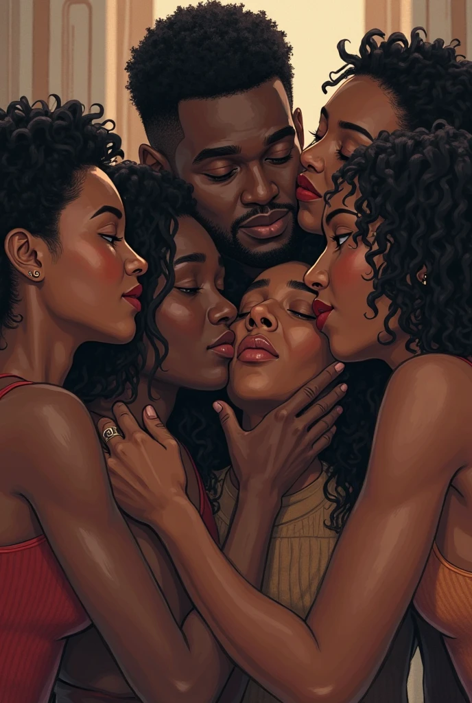Family picture pose, three women by a picture background of rich and proud european ancestors, realistic artstyle, the Caucasian girl in the center is nude she is rich but nervous, she is submitting herself to women off center's desires, she is on her knees, the women off center are friends (muscle bound, bulged, tall, big bone, african american women) - standing, african women are in a sexually dominating pose, realistic style, office fanart, realism artstyle, hyperrealistic teen, high quality fanart, artwork, Caucasian girl is desperately suckling on one of the african girl's breast, 8k, realistic art style, passionate mother and step daughter like pose, sexy poses, 3 young and beautiful women, detailed realistic expressions, realistic picture, all characters are 1, lesbian experience, white skinned woman needs for black skinned women to dominate her as a punishment and thrill from pleasure to herself, white skinned woman is desperate for them to dominate her again after the picture will be taken, moist lips, moist pussy, moist nipples, moist kiss marks, moist breasts, two black skinned women, young white skinned brunette between them (on her knees), in photo studio black skinned women are smiling down at white skinned woman, african women hands over either Caucasian young woman's (neck, eyes, reproductive areas, or mammary glands), 