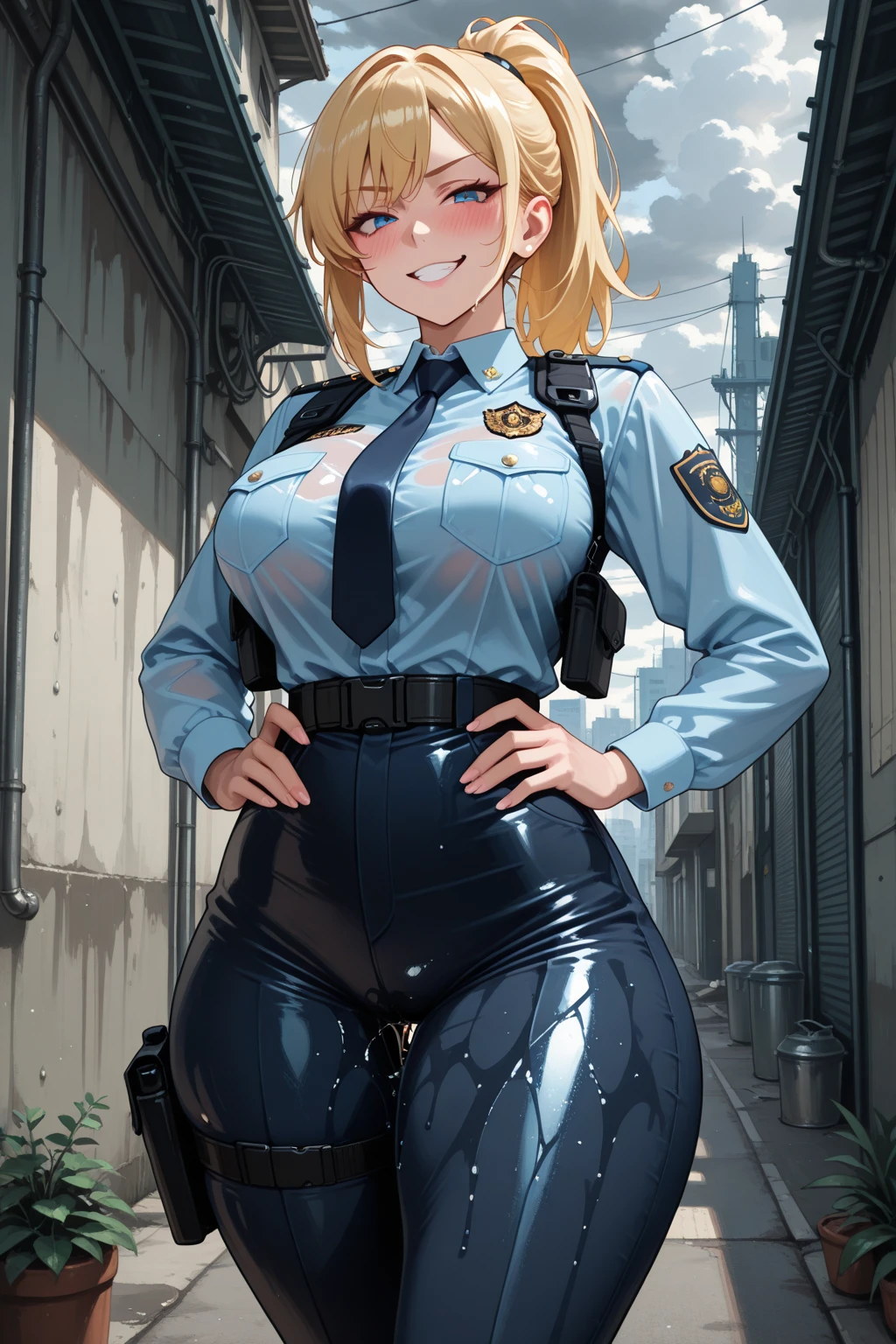 mejor calidad, Obra maestra, solo, 1 chica, mikecrack, uniforme de policia,