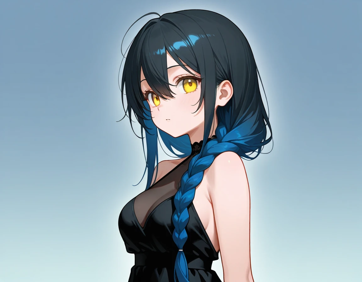 by k-suwabe, hair flower, choker, closed mouth, collarbone, long hair, dark blue hair, looking at viewer, short hair, simple background, , solo, club lighting,  cold, dark, graffiti style, upper body, traditional media, dark spiral eyes  , 1girl, armor, cat ears, ink