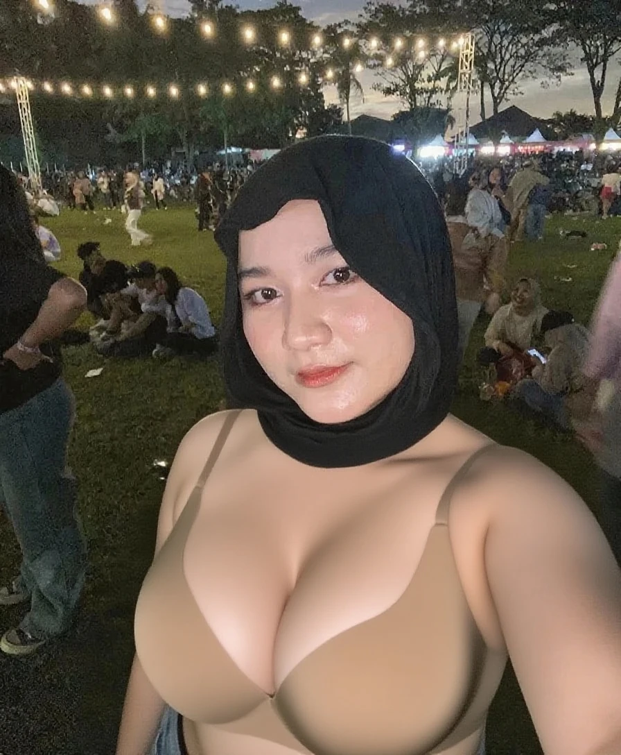 High resolution UHD, Improvement of quality, Soft lighting, Highly detailed, Very detailed on clothes, high quality clothes, Advanced Details, Sharp Focus, High resolution, Big Breasts, Breasts Covered With Hijab and Dress, Real clothes, Real Lighting, Same clothes, Same Clothes With Big Breasts, Big Boob Undershirt Covered