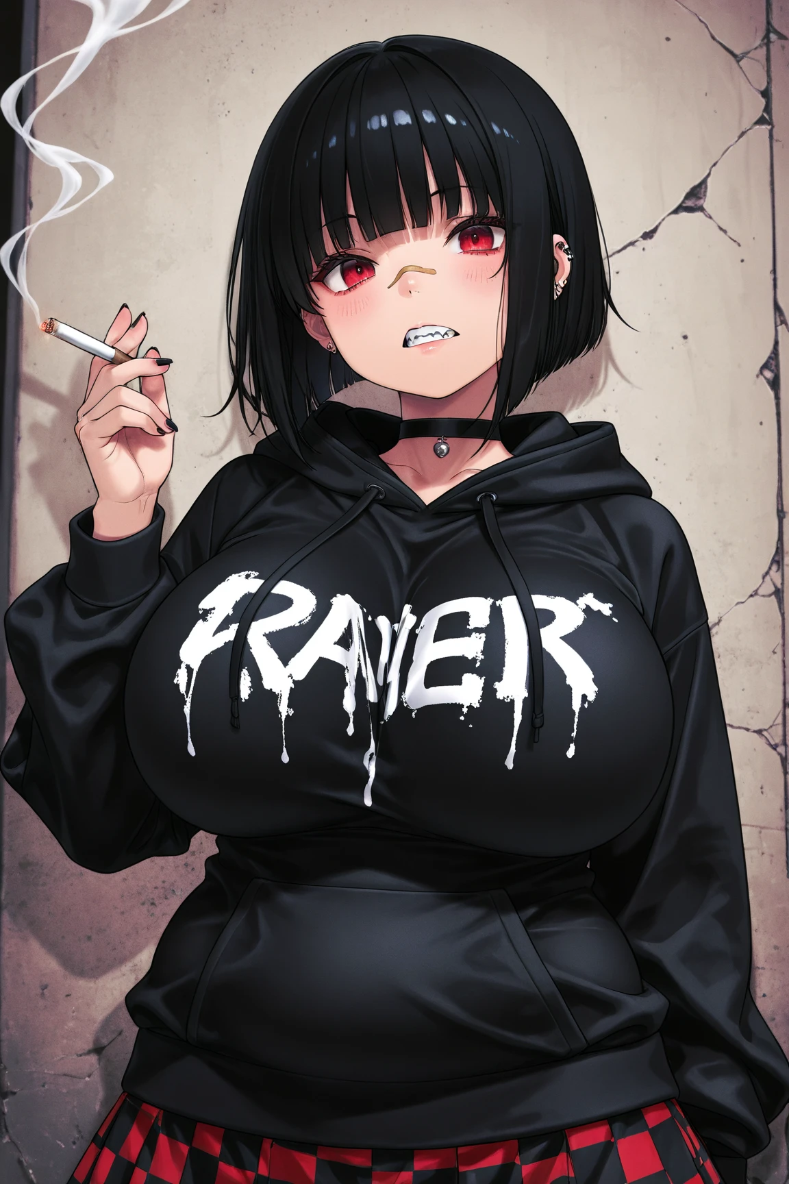 albedo,black hair,curvy body, medium breast,big thighs,wears oversized black jacket,grey shirt,no pants,arms in pocket,smoking cigars,midnight setting,manga art style, nsfw.
