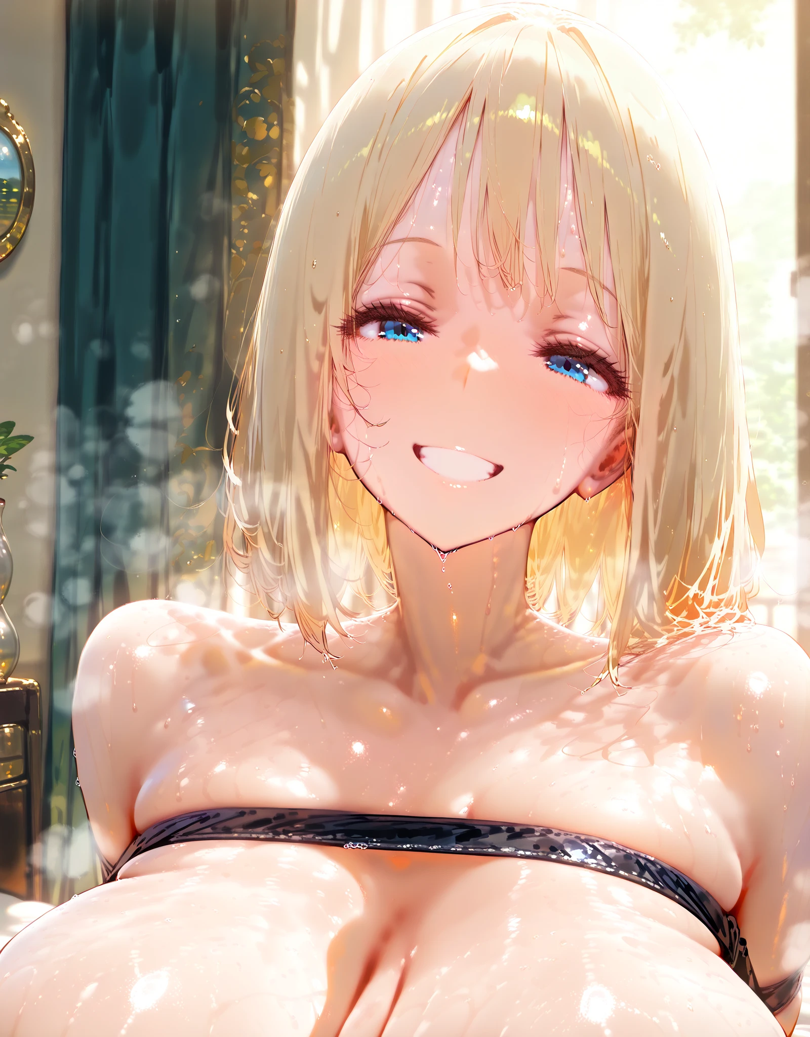 ((Highest quality)), ((masterpiece)), (detailed), （Perfect Face）、The woman is Tiare, a beautiful female alien with green eyes and medium-long blonde hair, whose body has become a deformed alien and who is living with fellow aliens in the alien nest.
