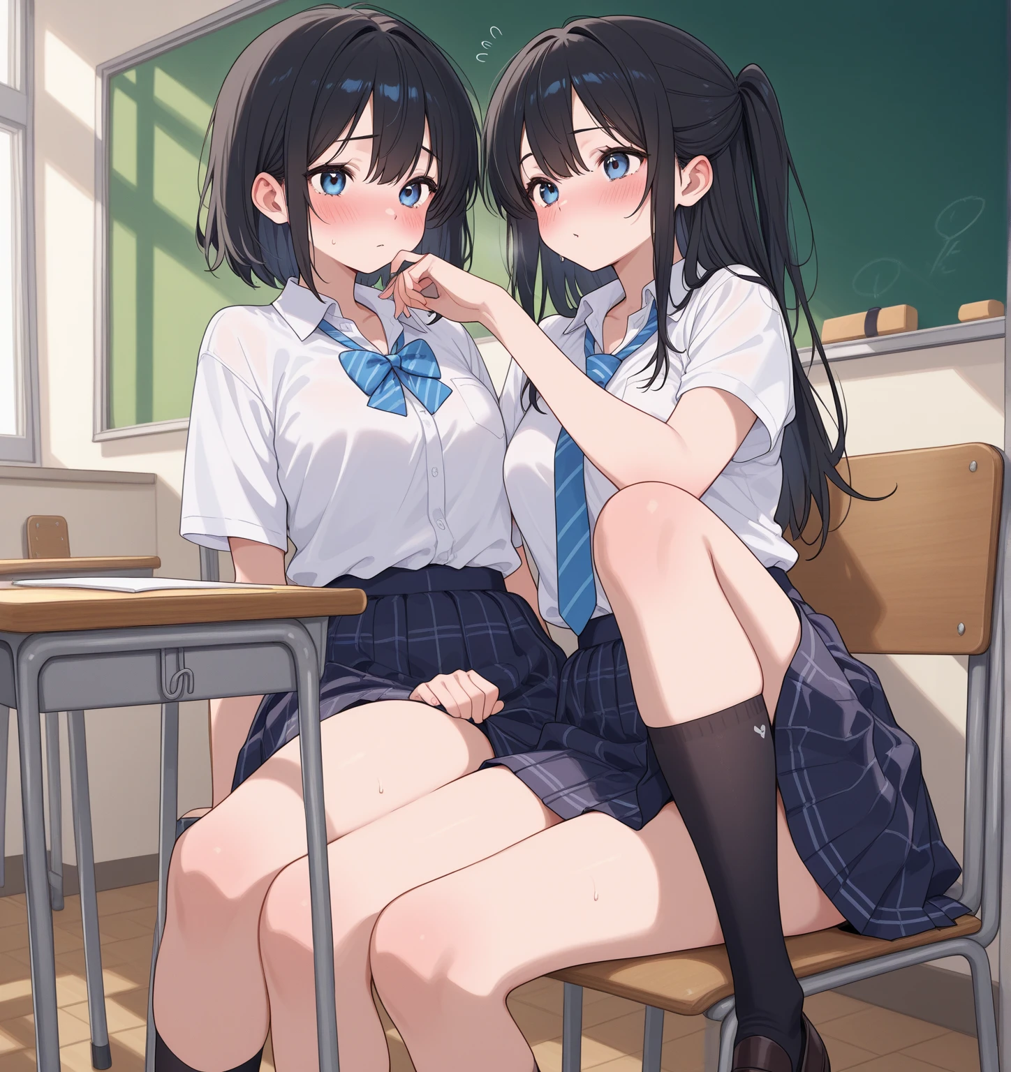 {{{Top Quality}}}, {{Very Detailed}}, {Illustration}, {{Very Delicate and Beautiful}}, On the Classroom Desk, (Sexual Bullying, NSFW, Semen, Love Juice), Urinating, sweating, (lesbian rape), sailor suit, hair (super long, black hair, pigtails, messy hair), small breasts, 6 year old girl, round face, (young: 1.8), (short torso: 1.5), (Small butt: 1.3), (baby face: 1.2), short limbs, crying face, drooling, urination, anal juice, girl lying face down with multiple men. The boy gets on top of the girl, inserts his thick penis into her pussy and spreads her legs. The man roughly pulls the girl's hair, inserts his thick penis into the girl's anus, and the man grabs the girl's hair and pulls. A woman grabs the girl's hair and pulls it hard)), ((A very thick vibrator in her pussy and a very thick penis in her anus)),