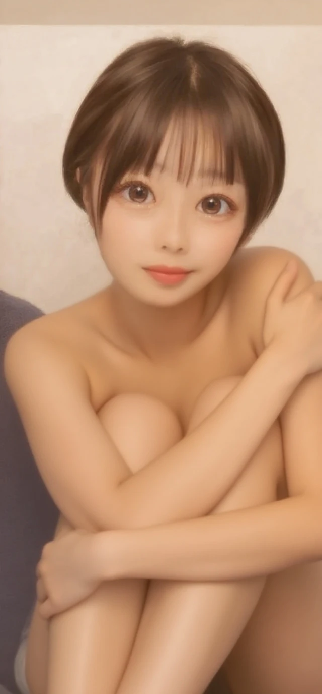 (nsfw:1.5),Highest quality,Masterpiece, 16K, (Topless:1.5),(Baby Face), Cute little face in a portrait, French Bob, White skin!!, 短い茶色の髪とBig eyes, Soft portrait shots, Beautiful light、Big eyes, Bobcut, Best image quality, Tabletop, Leonardo da Vinci'Da Vinci Notebook, Leonardo da Vinci'Manuscript in the background,See-through gown,