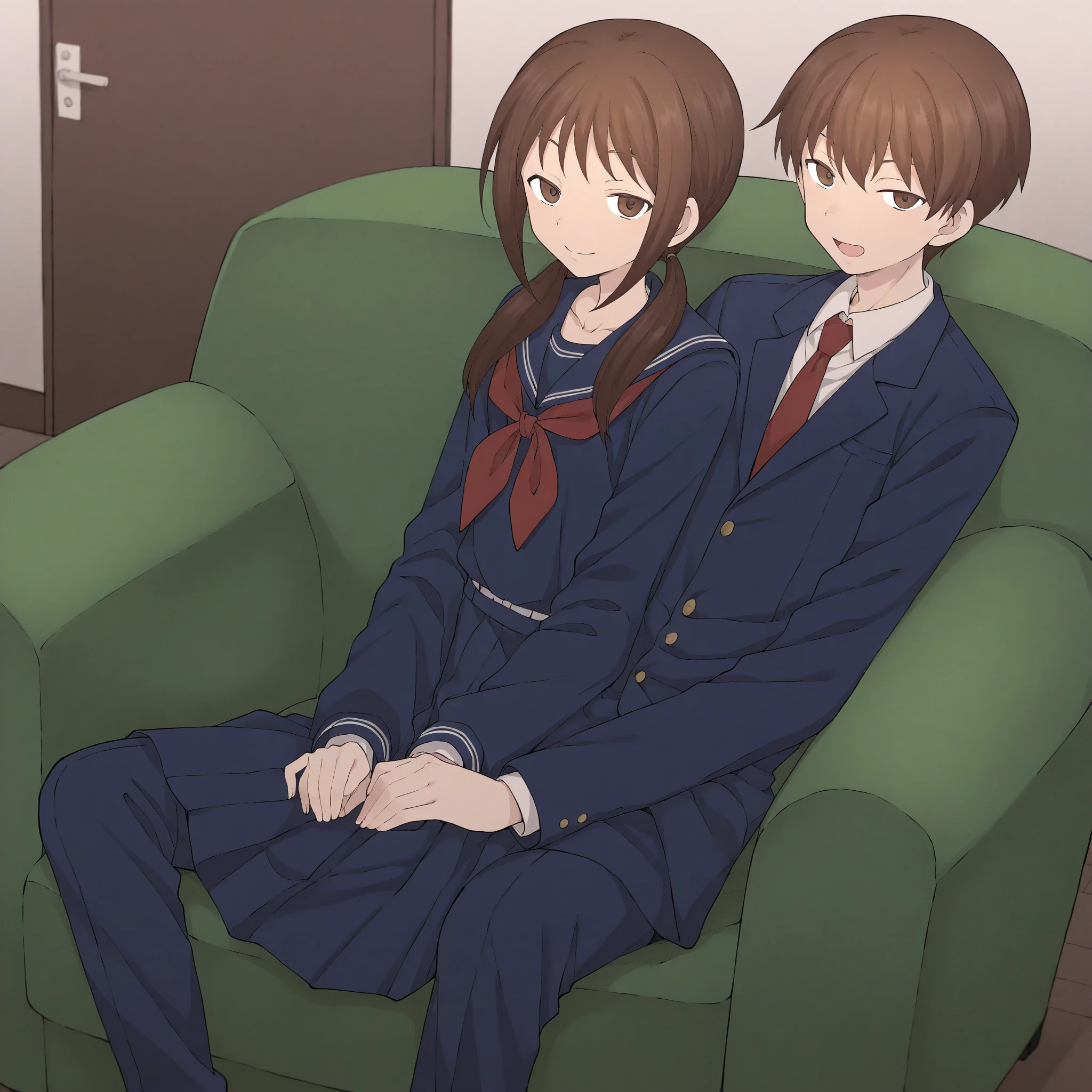(DOF:1.5), (best quality:2.0), (masterpiece:2.0), (super fine illustration:2.0), (beautiful artwork:2.0), (anime screencap:2.0), (official art:2.0), (in the library:1.0), (best quality:2.0), (masterpiece:2.0), (super fine illustration:2.0), (beautiful artwork:2.0), (anime screencap:2.0), (official art:2.0), (pulled detailed cotton flower printed dirty panties:1.0), (a 20yo man:1.0), (a man wears business suit and puts on business shoese:1.0), (a man lies on one's back:1.0), (a girl is angry:1.5), (a girl is straddling on a man:1.0), (full body:1.0), (HSGα:1.0), (a 18yo cute girl:1.5), (long skirt:1.0), (dark blue skirt:1.0), (pleated skirt:1.0), (school uniform beige blazer:1.0), (red necktie:1.0), (loafers:1.0), (black socks:1.0), (ideal ratio body proportions:1.5), (lanky:1.5), (tall:1.5), (slender:1.5), (small breasts:1.5), (smaller face:1.5), (tareme:1.0), (detailed beautiful eyes:1.0), (detailed beautiful face:1.5), (glowing black eyes:1.0), (long hair:1.0), (brown hair:1.0), (looking at viewer:1.5)