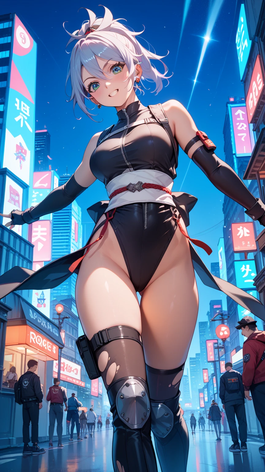 full body, barefoot, 1girl, ((milf)), ((dark skin)), white hair, slingshot bikini, warhummer 40000, adepta sororitas, girl, 1 person, beautiful face, a beautiful face, the perfect face, sister battle, bolter, warhummer 40000 style, fair complexion, black elf woman around 19 years old, natural white hair, distinctive red ruby eyes, perfect eyes, golden crown, fair skin,, japanese temple, night, moon, moonlight, sake, drunk, grin, seductive look,