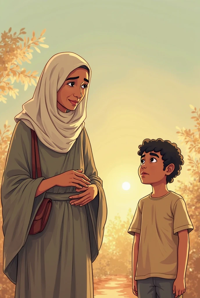 Sad Naomi cartoon image from the Bible