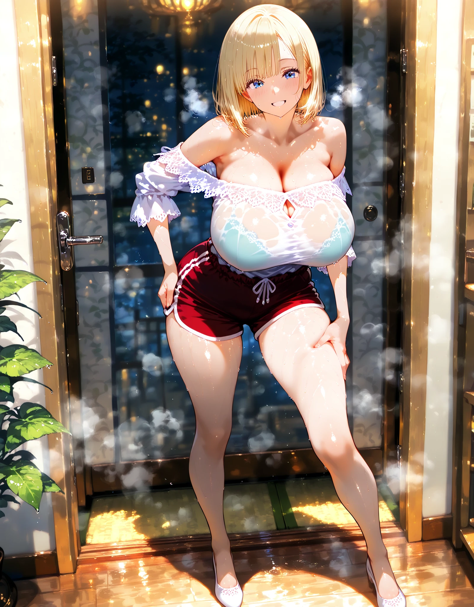 (((honoka)))(((Wearing a sexy swimsuit))),(((Full Body Shot)))((Shake your body))(White haze),(((high quality))),(((Highest quality))),Seaside,(((Soft lighting))),(((Big Tits)))Big Breasts,(((Hourglass curves)))(((Huge boobs))),Tight waist,(((Wet with sweat all over the body))),(((Detail face)))Rut face,(((Emphasis on huge breasts))),beautiful,(((Doing sexy poses))),((Rin々Standing in a cool pose))