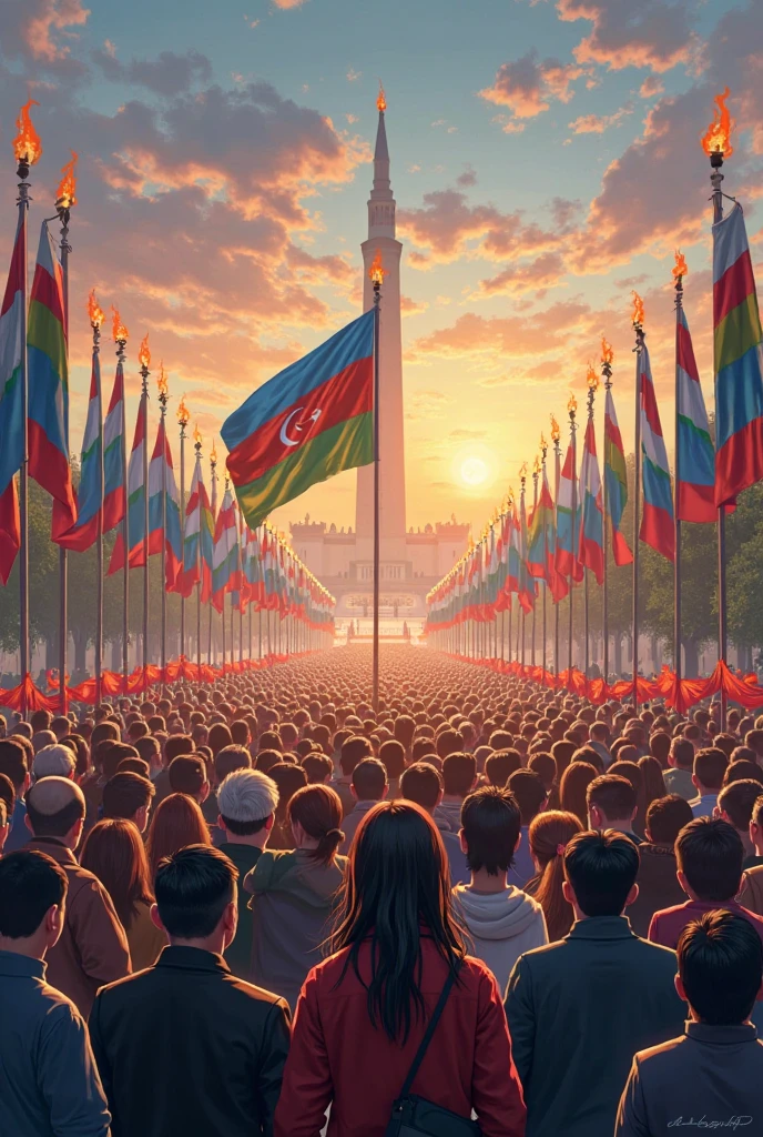 Victory Day in Azerbaijan in Watercolor 