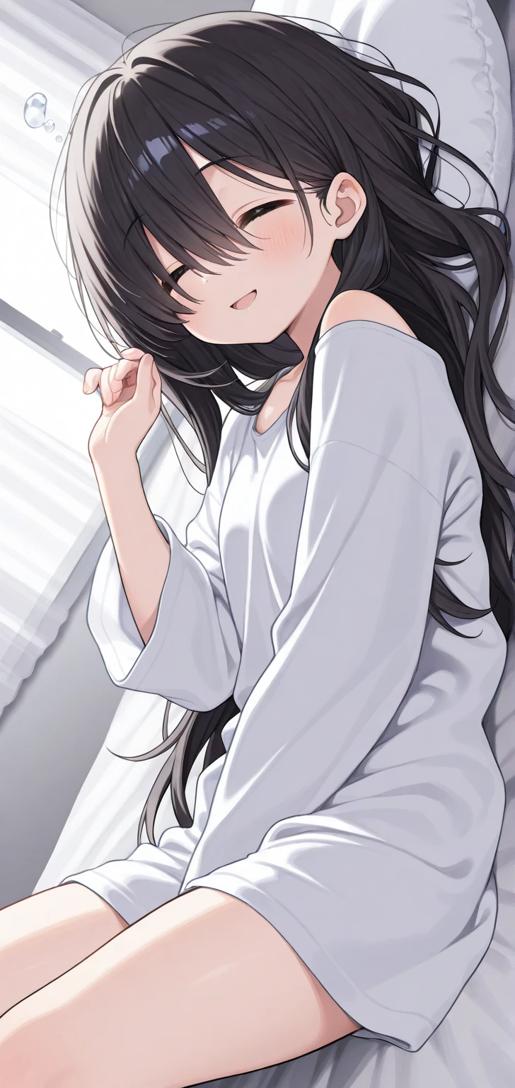 Long white hair, pink eyes 