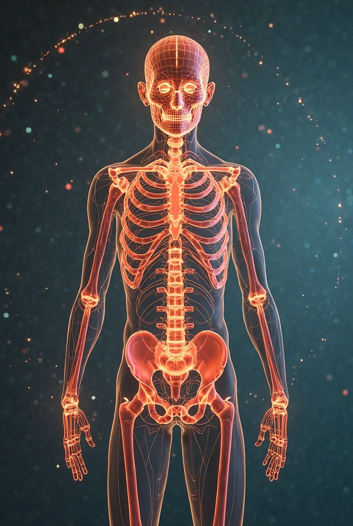 A digital illustration of a APE, portrayed with a network of glowing blue lines outlining its anatomy. The image is set against a dark background, highlighting the animal's form and features. A specific area on the APE, such as the heart, is emphasized with a red glow to indicate a point of interest or significance.
The style is both educational and visually captivating, designed to resemble an advanced imaging technique used in wildlife studies or veterinary science.