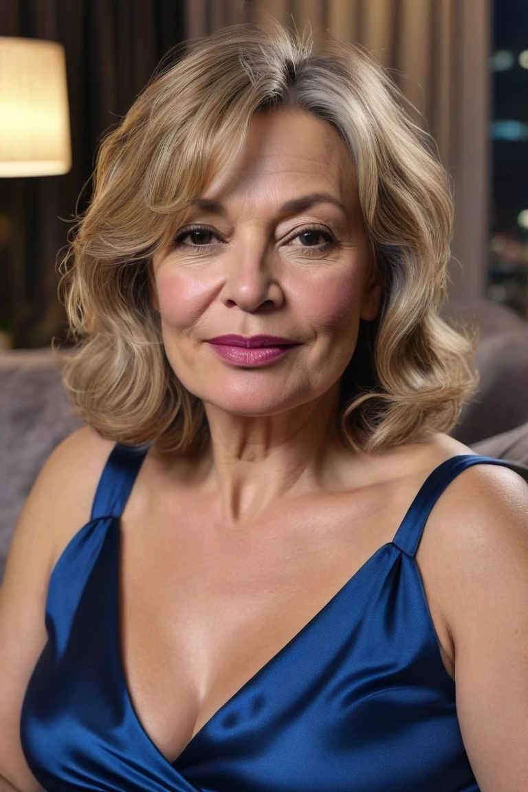 Mature woman of 35 years of age with full body with wavy layered hair falling over her face, perfect body, medium, round, sagging breasts, she is being caressed by men and women sex through the anus and vagina. Posing for the photo, she is wearing a transparent dress, ((marked nipples on the top)), shorts that show her vaginal lips marked on the fabric, marked camel toe, seen from behind. perfect face and body, attractive, beautiful hair, beautiful milf, charming mature mature 35 years old, beautiful milf detailed body and face, a beautiful milf, background of an Alaskan house,