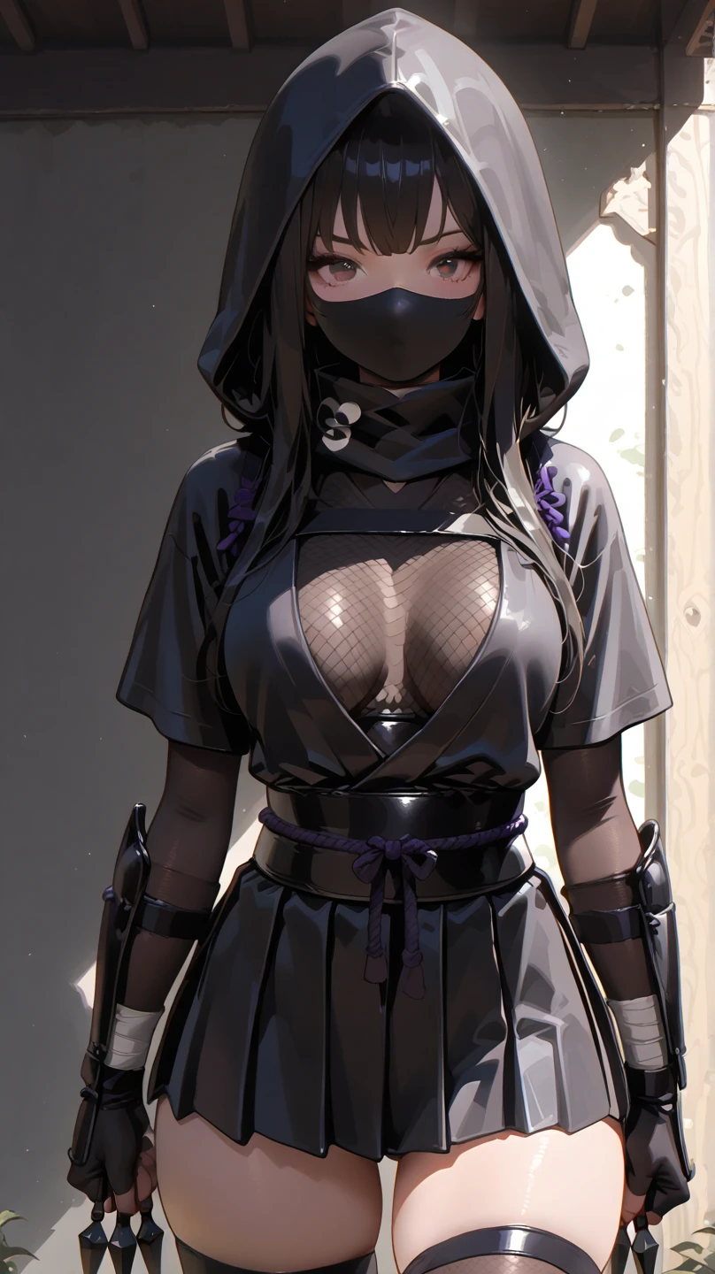 (masterpiece, best quality, hires, high resolution:1.2, 4k, 8k , high quality), extremely detailed, realistic, intricate details, highres, 1girl, solo, (large breasts, thick thighs, wide hips), arched back,(cinematic lighting, sunlight, perfect lighting, backlighting), eye-level shot, extreme close-up-shot, looking at viewer,
 <lora:[LoRa] Manticore (under a veil)-cosplay Arknights Clothing (With multires noise version):0.8> outfit-manticore,veil,bodystocking