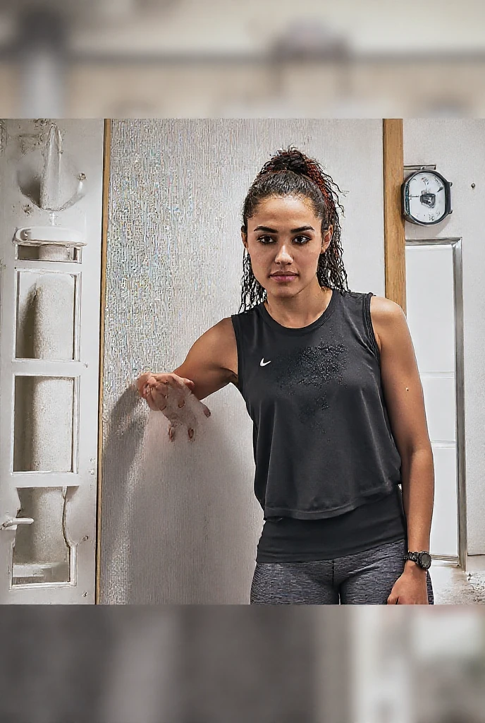 Crie uma mulher fitness na academia, crossed arms