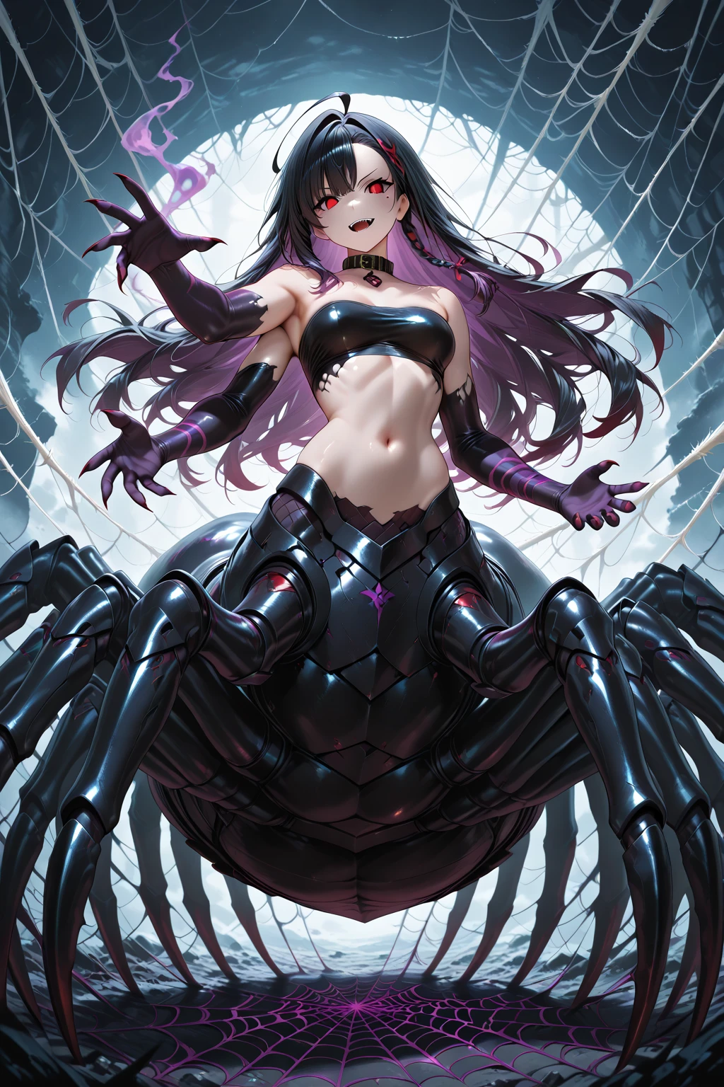 (((2 girls, master and slave))), ((Master standing behind her slave, slave on her knees, slave between master's legs, slave on a leash, slave hands bound by tentacles)), ((bdsm)), big breast, obidient, long hair, ponytale, sexy, ((many tentacles)), angle from below, perfect composition, highly detailed