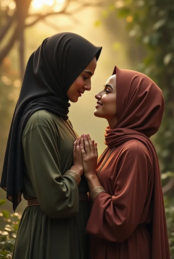 Two lesbian hijab women getting married