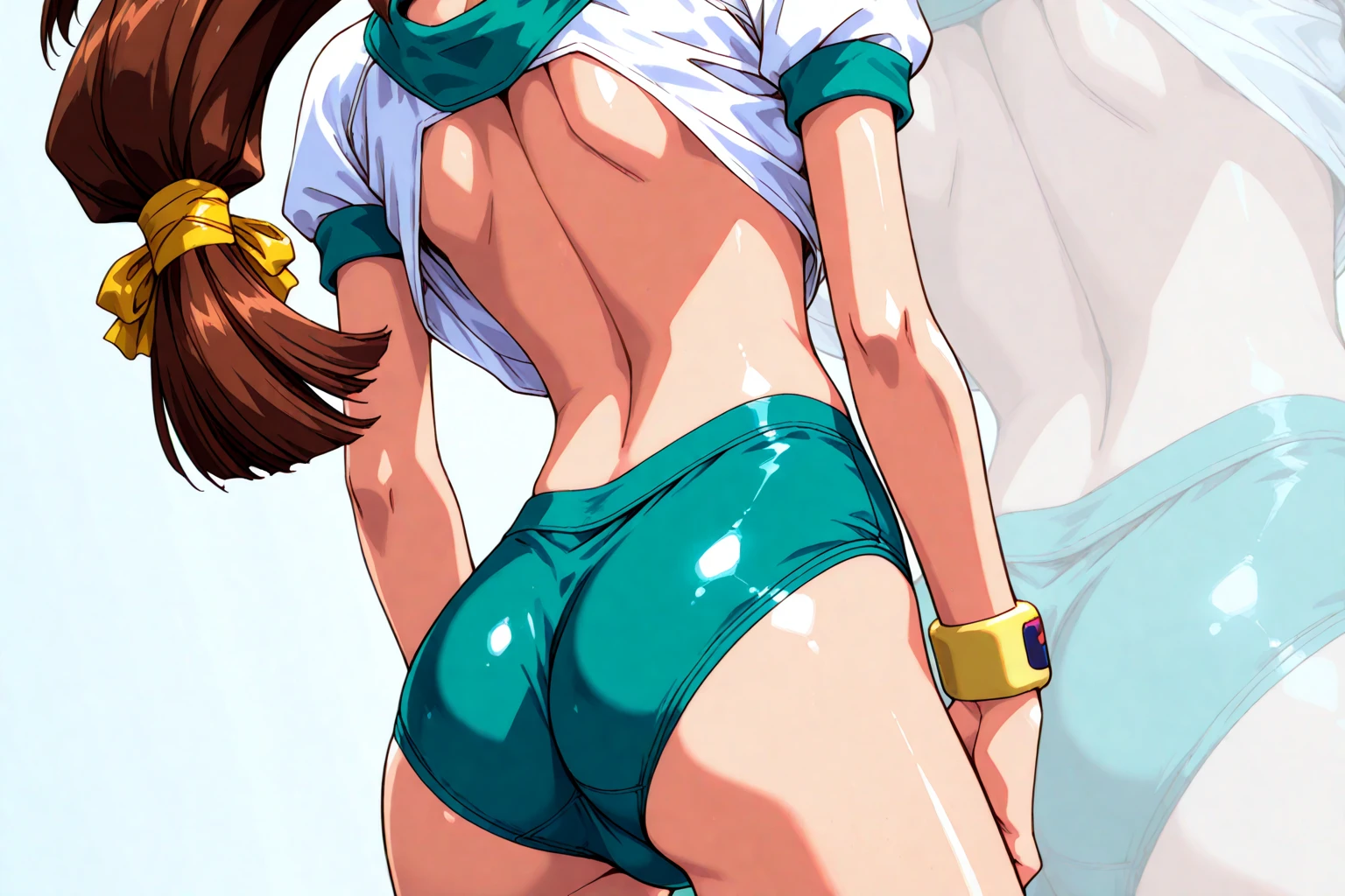 Up skirt panties of bulma from the back 
