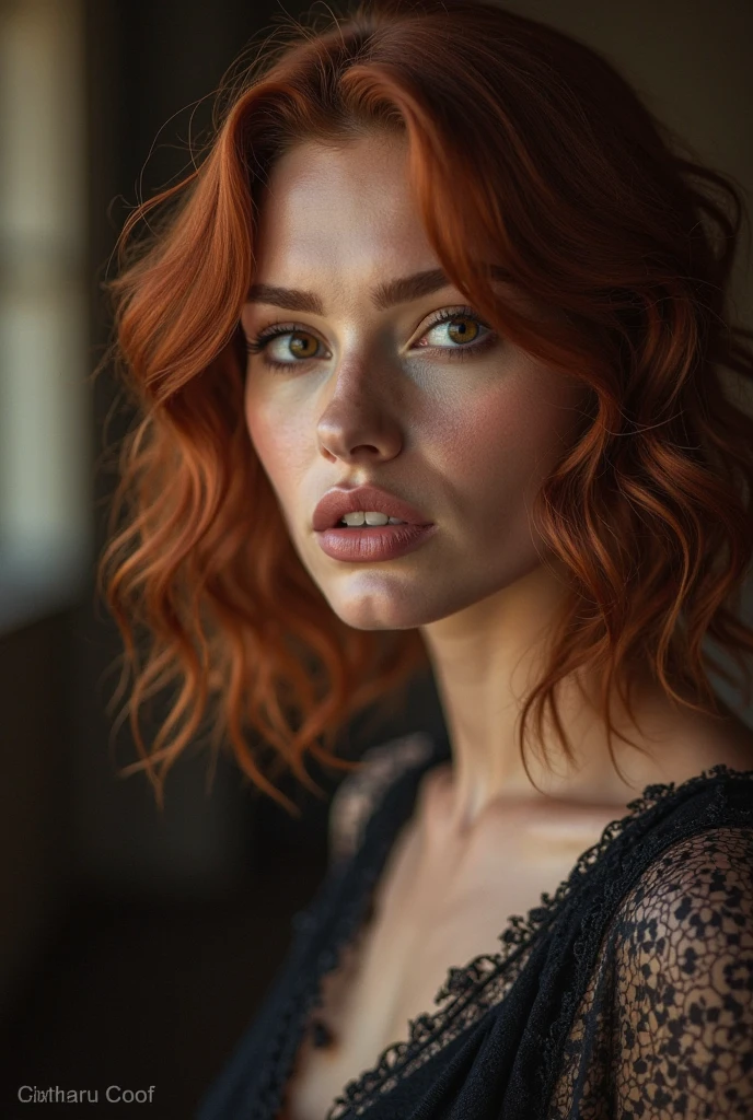 Une belle fille rousse avec des taches de rousseur, 18 ans,  et thicc, Yeux verts, gros seins, gros cul, moite, Brillant,  face, , salle de Bains, ,  laiteux selfie instagram
