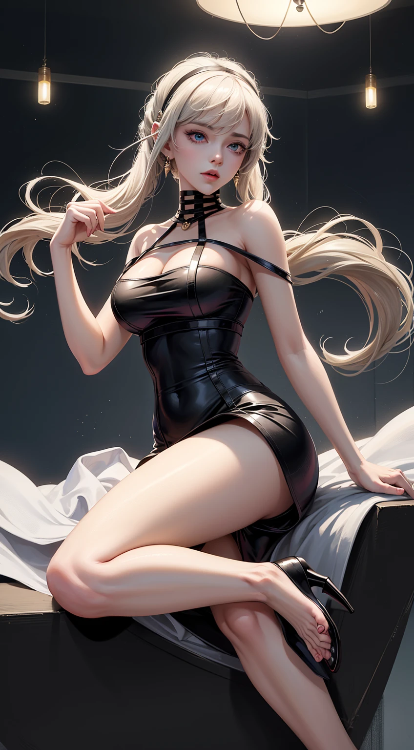 alone, The best images, Beautiful woman, wavy long hair, big breasts, Slender proportions,mini skirt,beautiful waist 1:6,(sexy legs),queen 1:4,sexy full stockings,SM,Vivid costumes,Show toes1:5,show your armpits