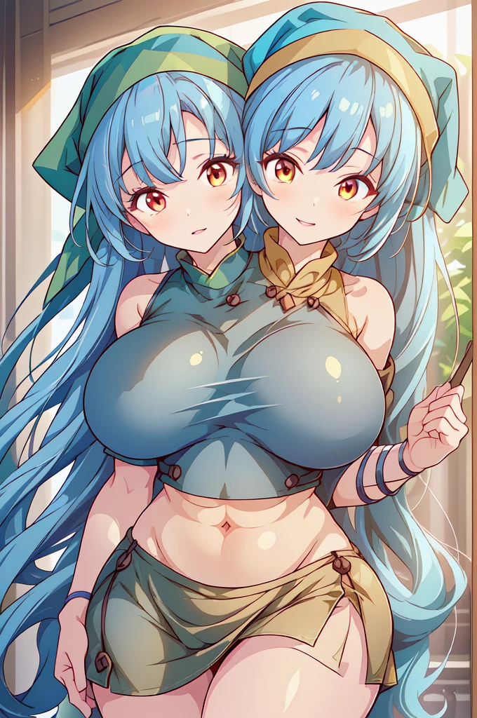 kochiya sanae,green hair,blue eyes,(((gigantic breasts))), ((masterpiece,ultra detailed, high quality)), 1girl,solo, collar,[kimono],
