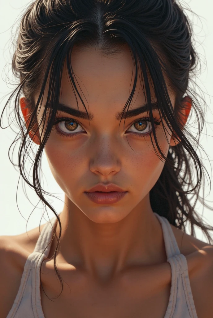 A close up of a woman with long hair and a hoodie - SeaArt AI
