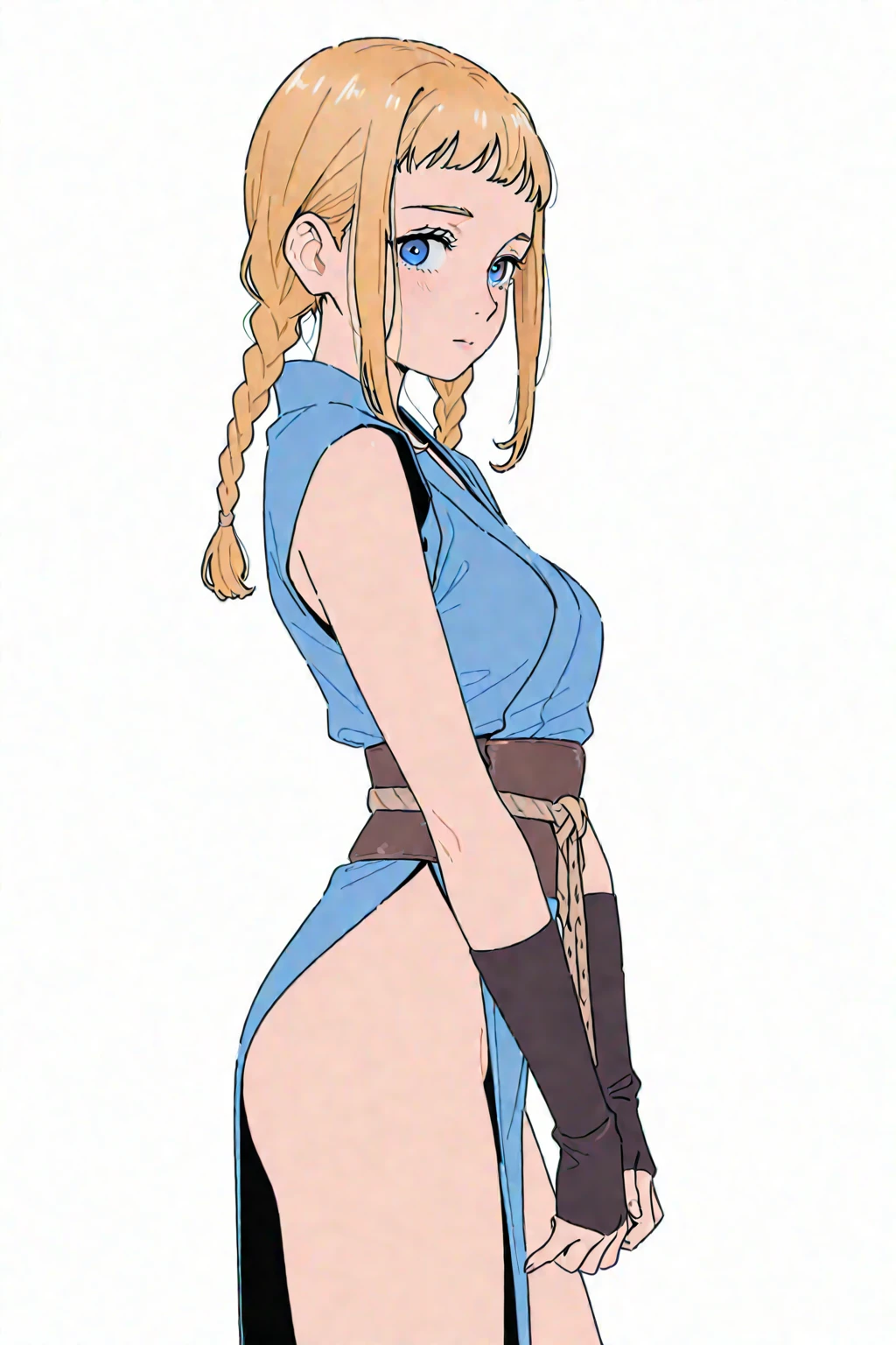 score_9, score_8_superior, score_7_superior, Kasumi from Dead or Alive, Black Ninja Crotch, Blue scarf, Young Woman, Long ponytail,Big nipples、Thick thighs、Thin、Feeling in the vagina, Bare nipples、Thick pubic hair、Small breasts, Creampie,,Peeing、in the forest