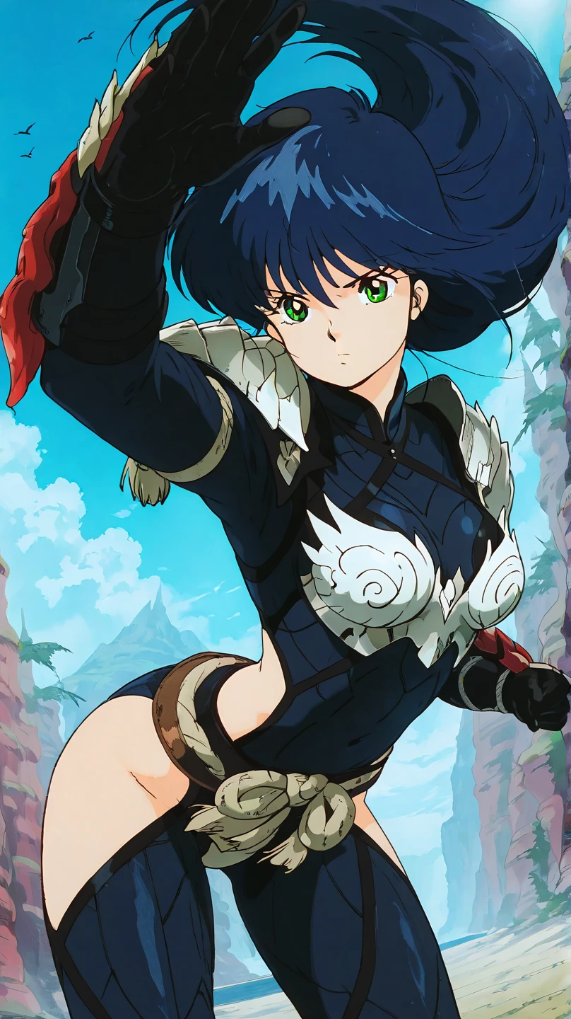 Black Cape　Cool women　Abdominal muscles　pants　white　long　Big Sword　squat　anime
