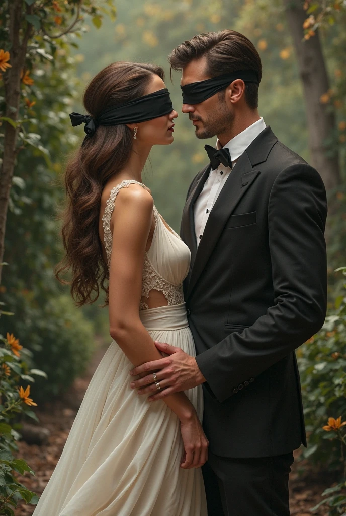 a blindfolded couple