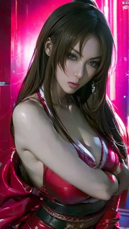 1girl ,BREAK (Red theme: 1.3),Tube Top,evening dress,( Fur robe:1.1),(embroidery:1.1),,, (best quality,8k,highres,masterpiece:1.2),ultra-detailed,(realistic,photorealistic,photo-realistic:1.37),studio lighting,ultra-fine painting,sharp focus,physically-based rendering,extreme detail description,professional,vivid colors,,huge breasts,Nanami