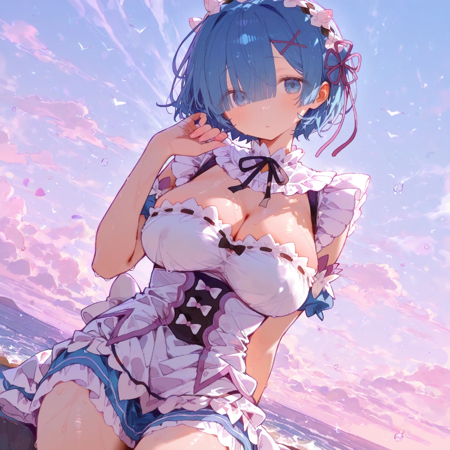 one girls,Remu,Rezero,Cute Pose,Top image quality,Best Quality